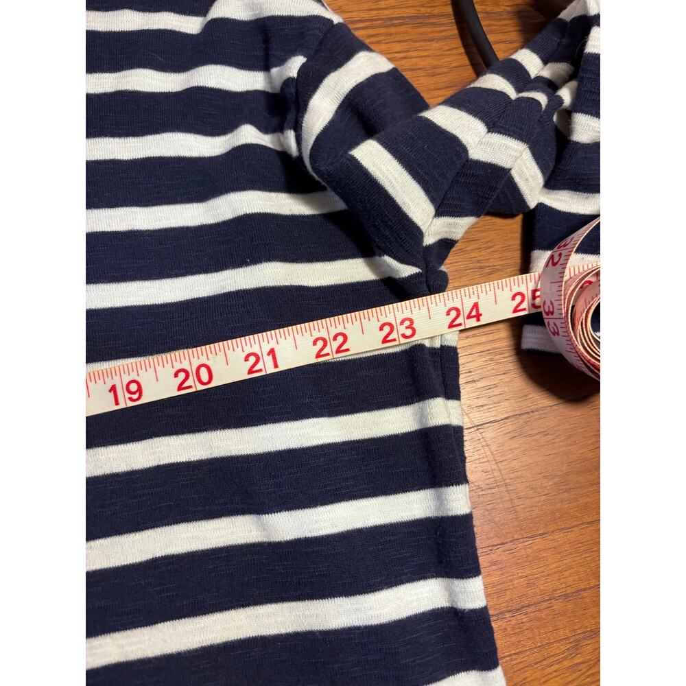 Aerie Womens Size M Long Sleeve Turtleneck Navy Blue And White Striped - Picture 4 of 7